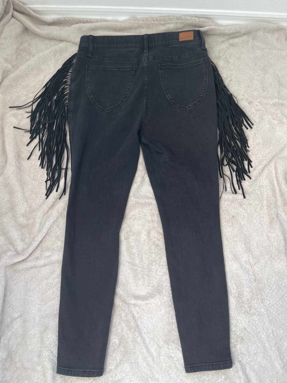 Judy Blue Western Skinny Fit Black Charcoal Fringe Women’s Jeans Size 13/31 - Picture 3 of 13